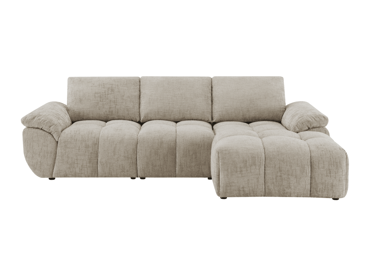 Canapé d’angle relax électrique en velours chiné taupe ALPES - Angle droit - DécoInParis