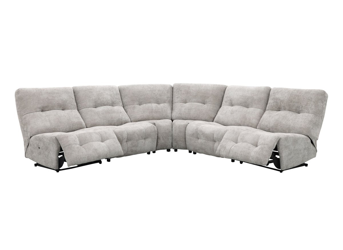 Canapé d'angle relax électrique en velours chiné taupe PALMIRE - DécoInParis