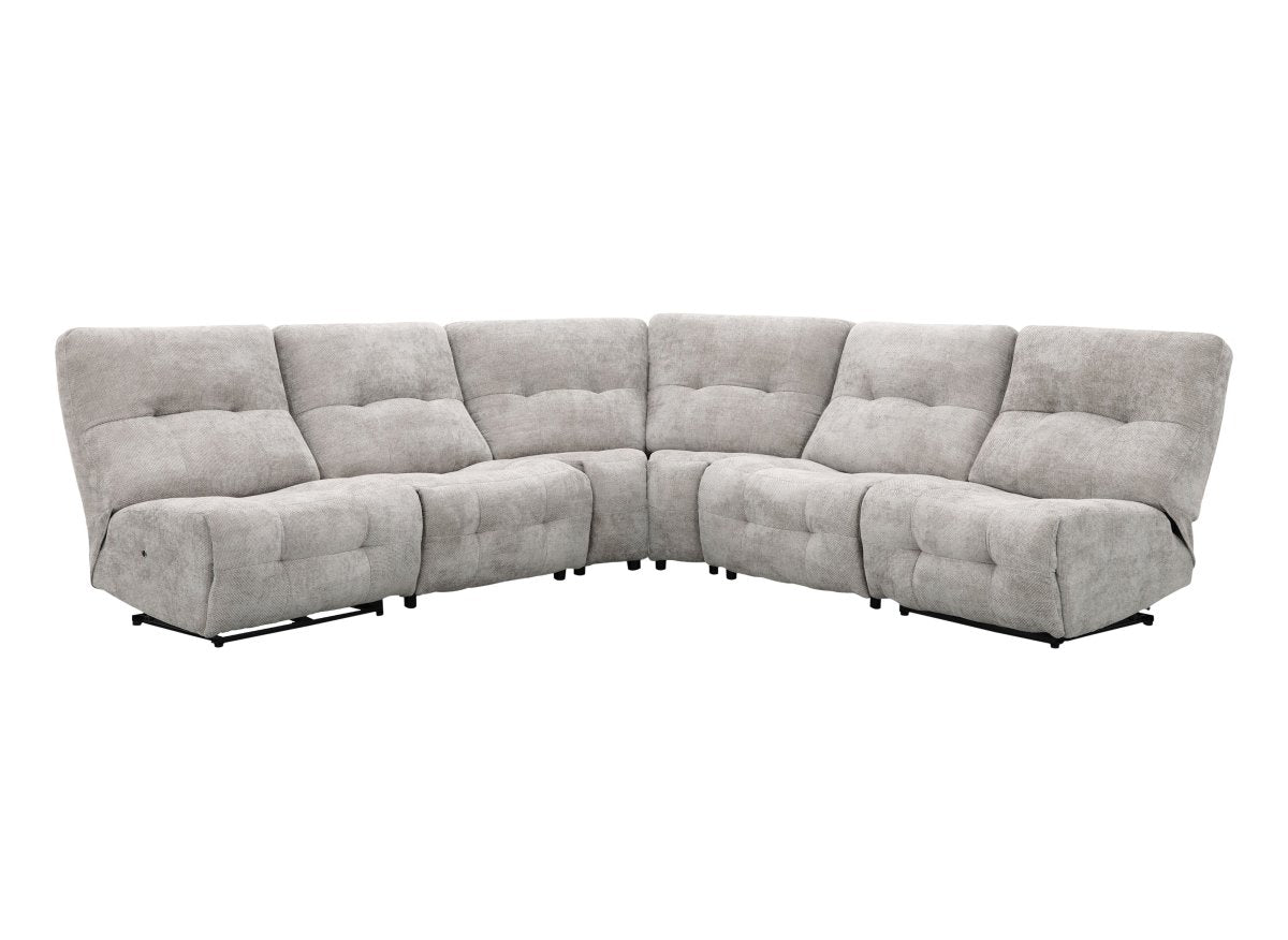 Canapé d'angle relax électrique en velours chiné taupe PALMIRE - DécoInParis