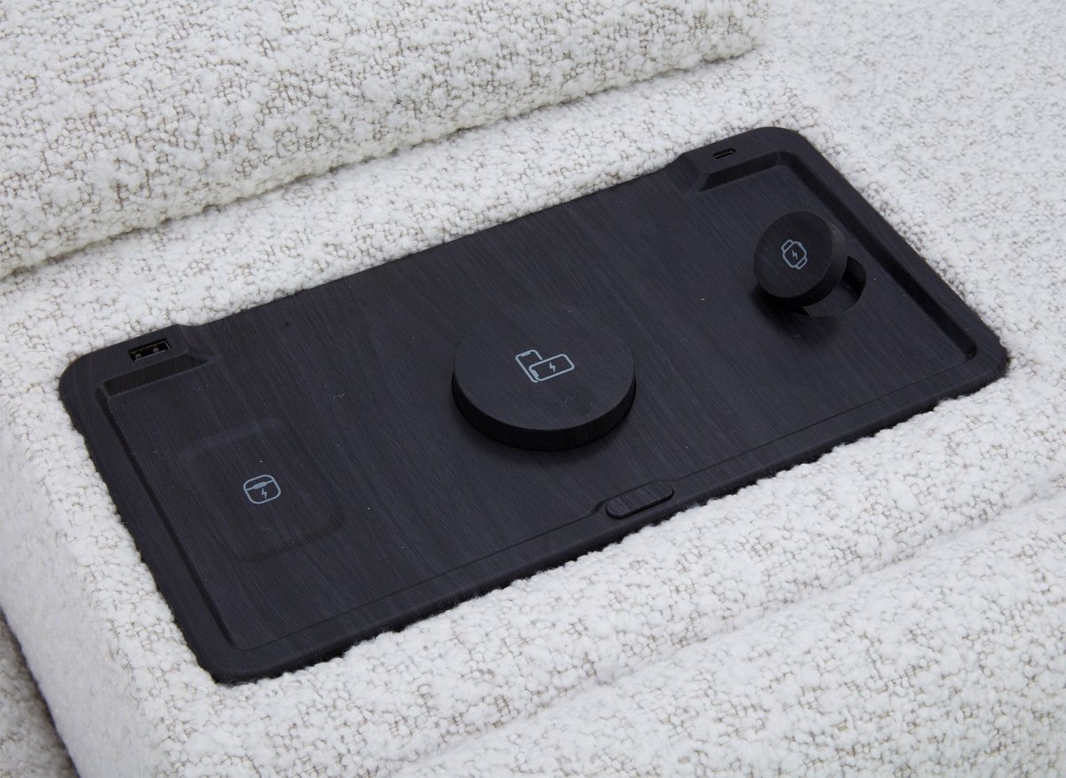 Canapé d'angle relax en tissu bouclette doux beige MARINA - Angle gauche - DécoInParis