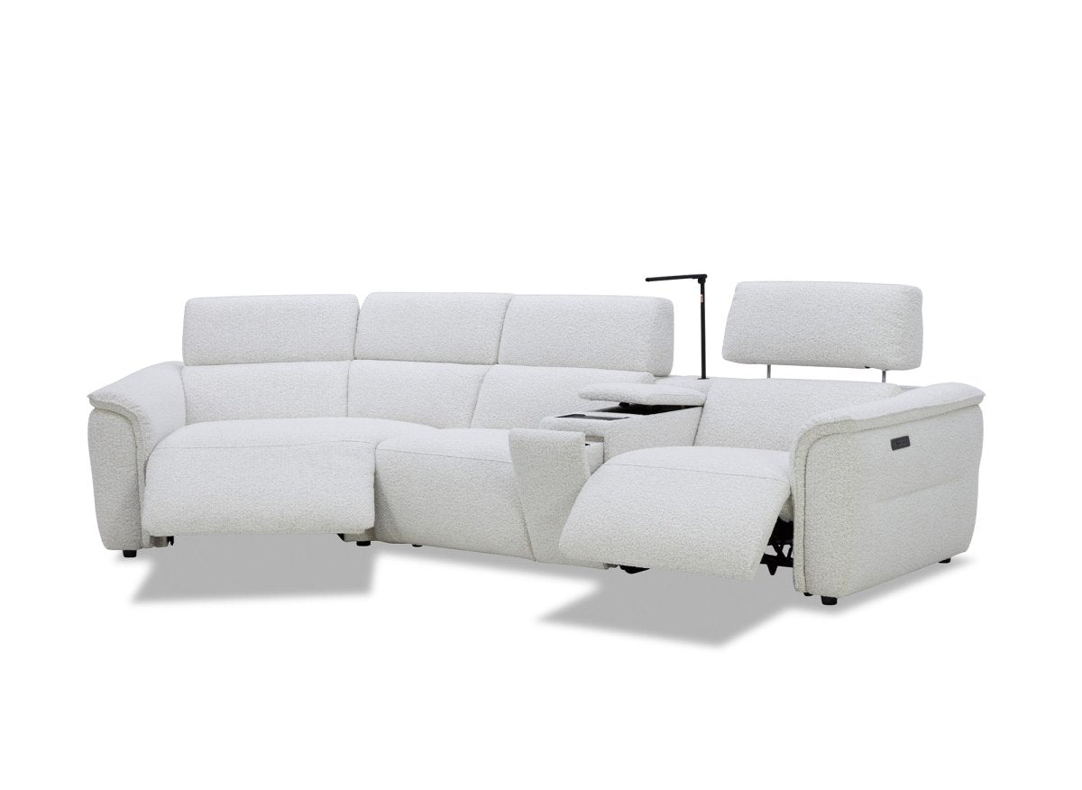 Canapé d'angle relax en tissu bouclette doux beige MARINA - Angle gauche - DécoInParis