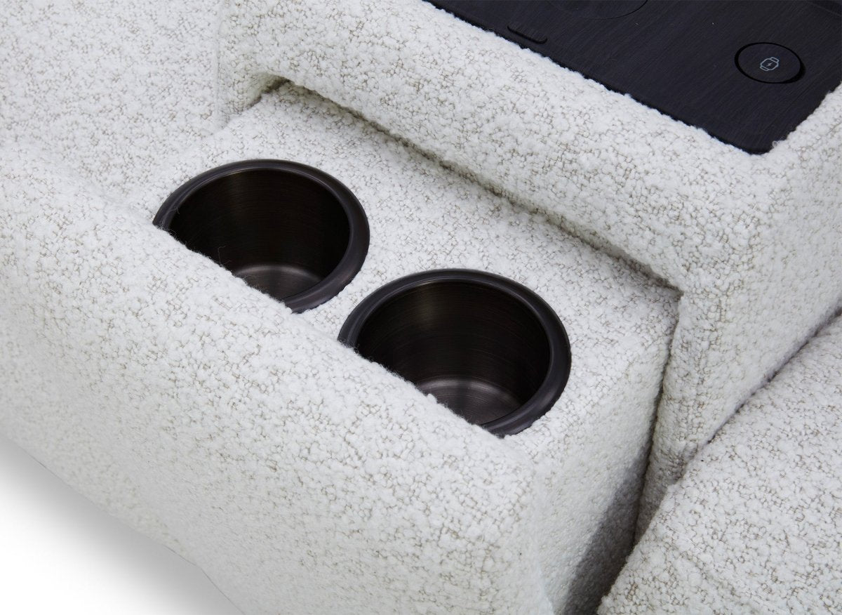 Canapé d'angle relax en tissu bouclette doux beige MARINA - Angle gauche - DécoInParis