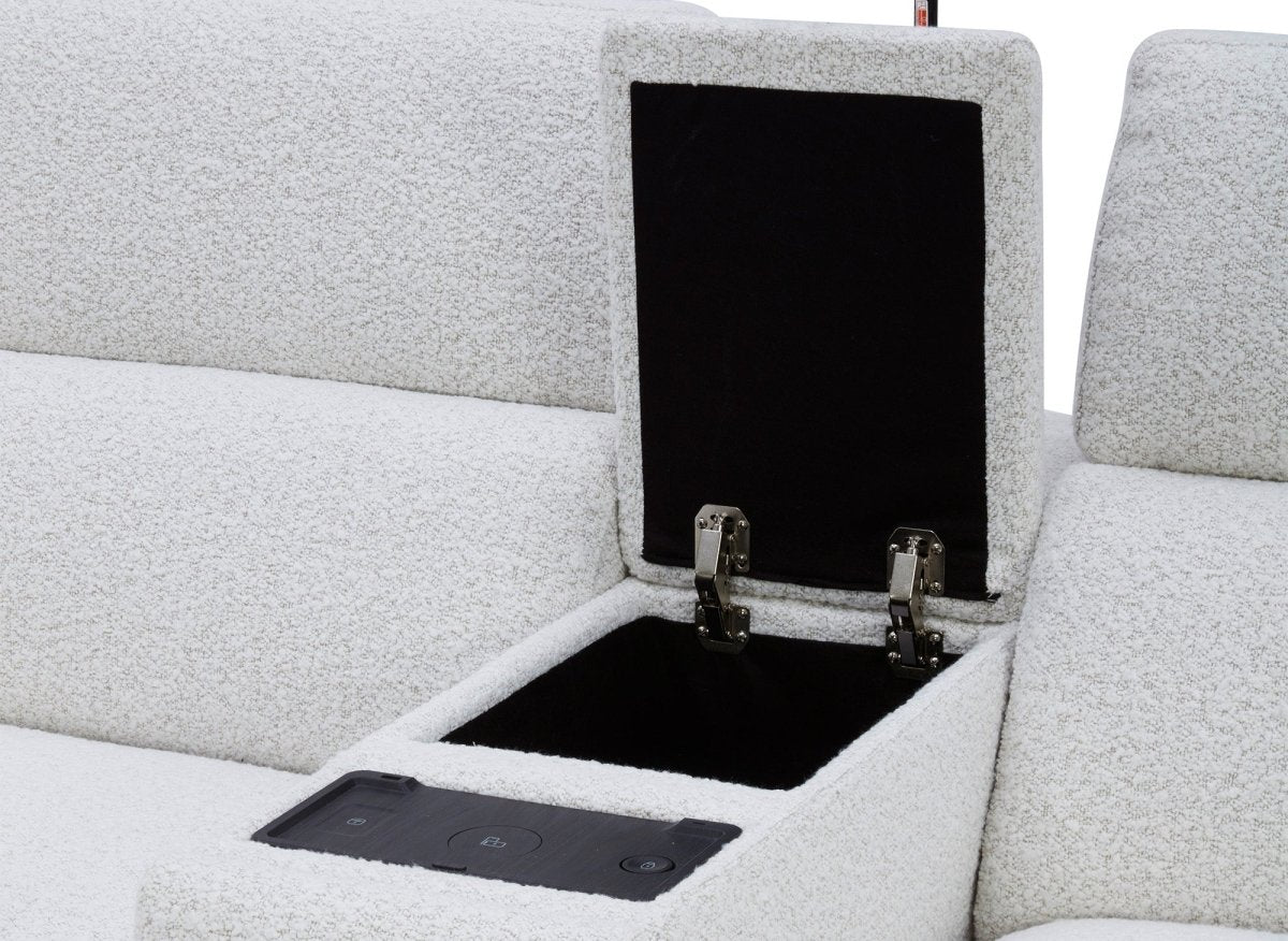 Canapé d'angle relax en tissu bouclette doux beige MARINA - Angle gauche - DécoInParis