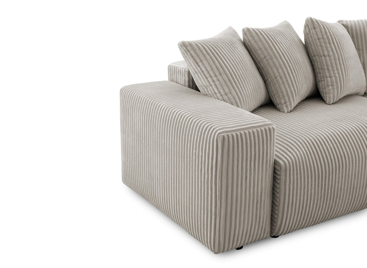 Canapé d'angle réversible convertible avec coffre en velours côtelé épais taupe NOELIA - DécoInParis