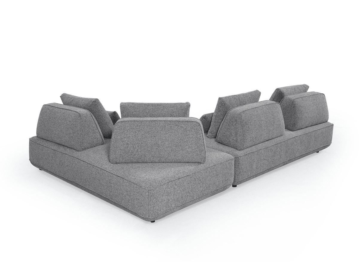 Canapé d'angle réversible en tissu bouclette gris ISAORA - DécoInParis