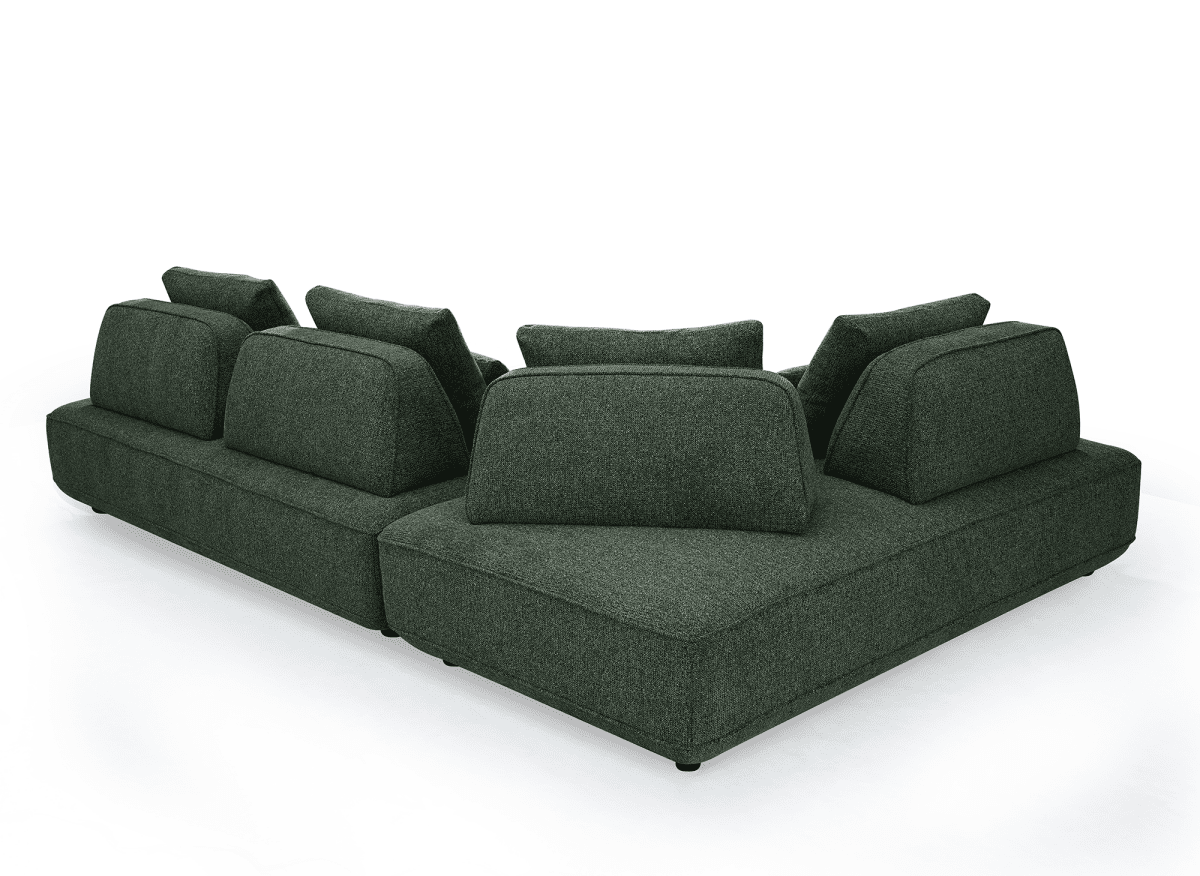 Canapé d'angle réversible en tissu bouclette vert kaki ISAORA - DécoInParis