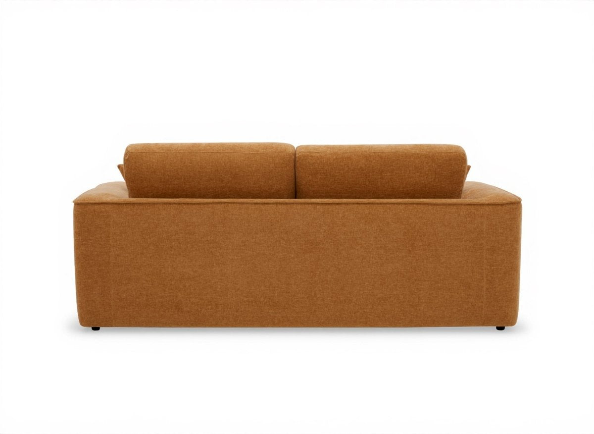 Canapé droit 3 places en velours chiné moutarde ABELIA - DécoInParis