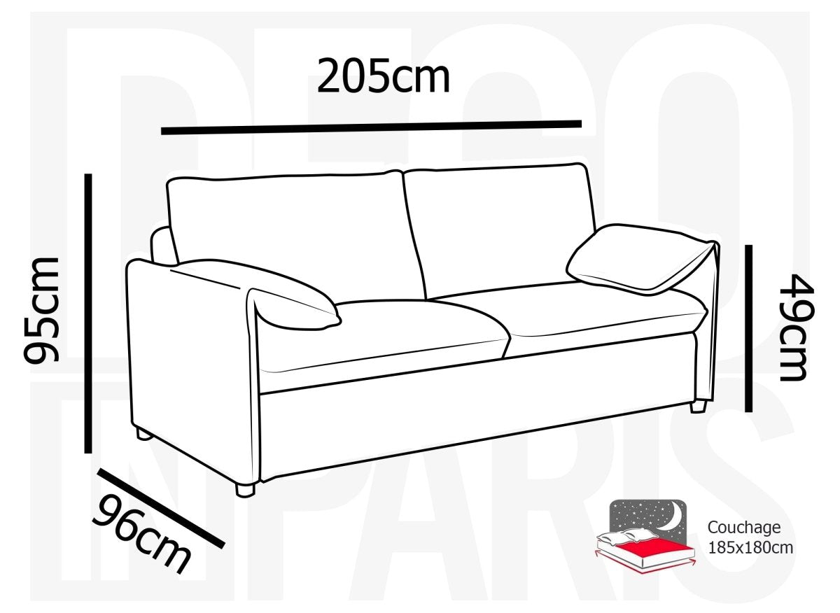 Canapé droit convertible 3 places en velours chiné beige LAMAR - DécoInParis