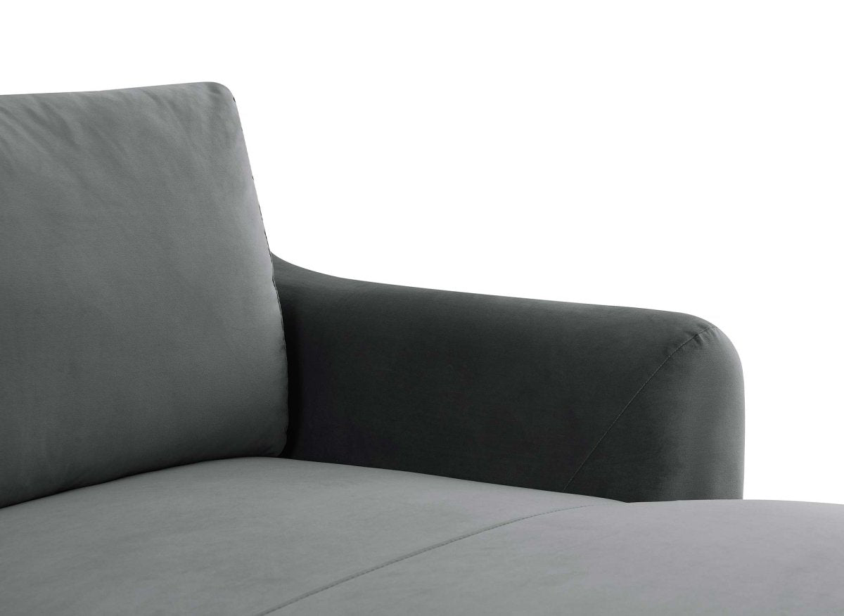 Canapé droit fixe 3 places en velours gris CELINE - DécoInParis