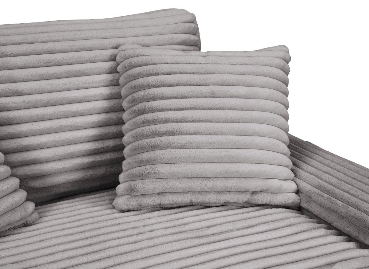 Canapé droit méridienne 2 places en gros côtelé doux gris DAHO - DécoInParis