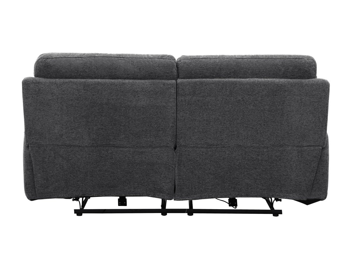 Canapé droit relax électrique 3 places en velours texturé gris PATRICIA - DécoInParis