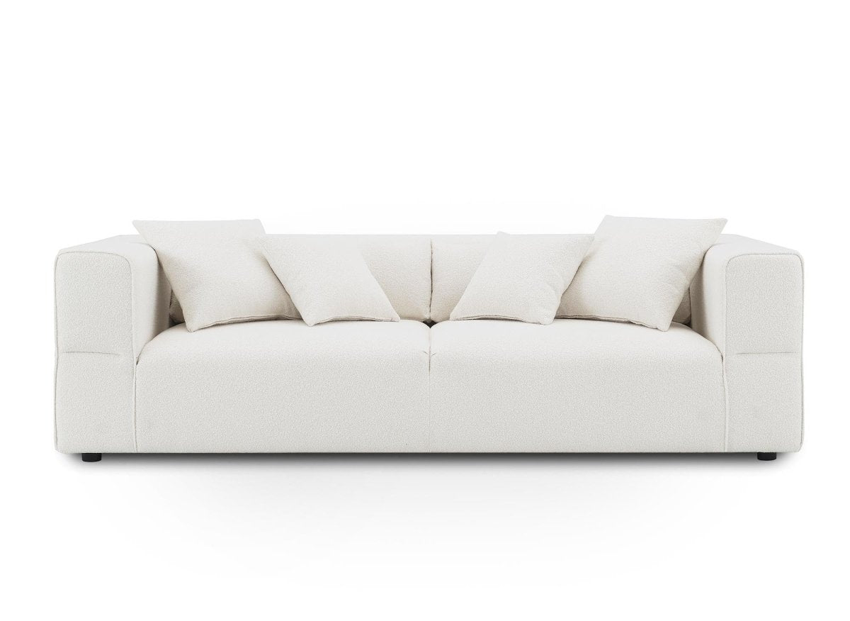 Canapé fixe 3 places effet peau de mouton beige EVELYNE - DécoInParis