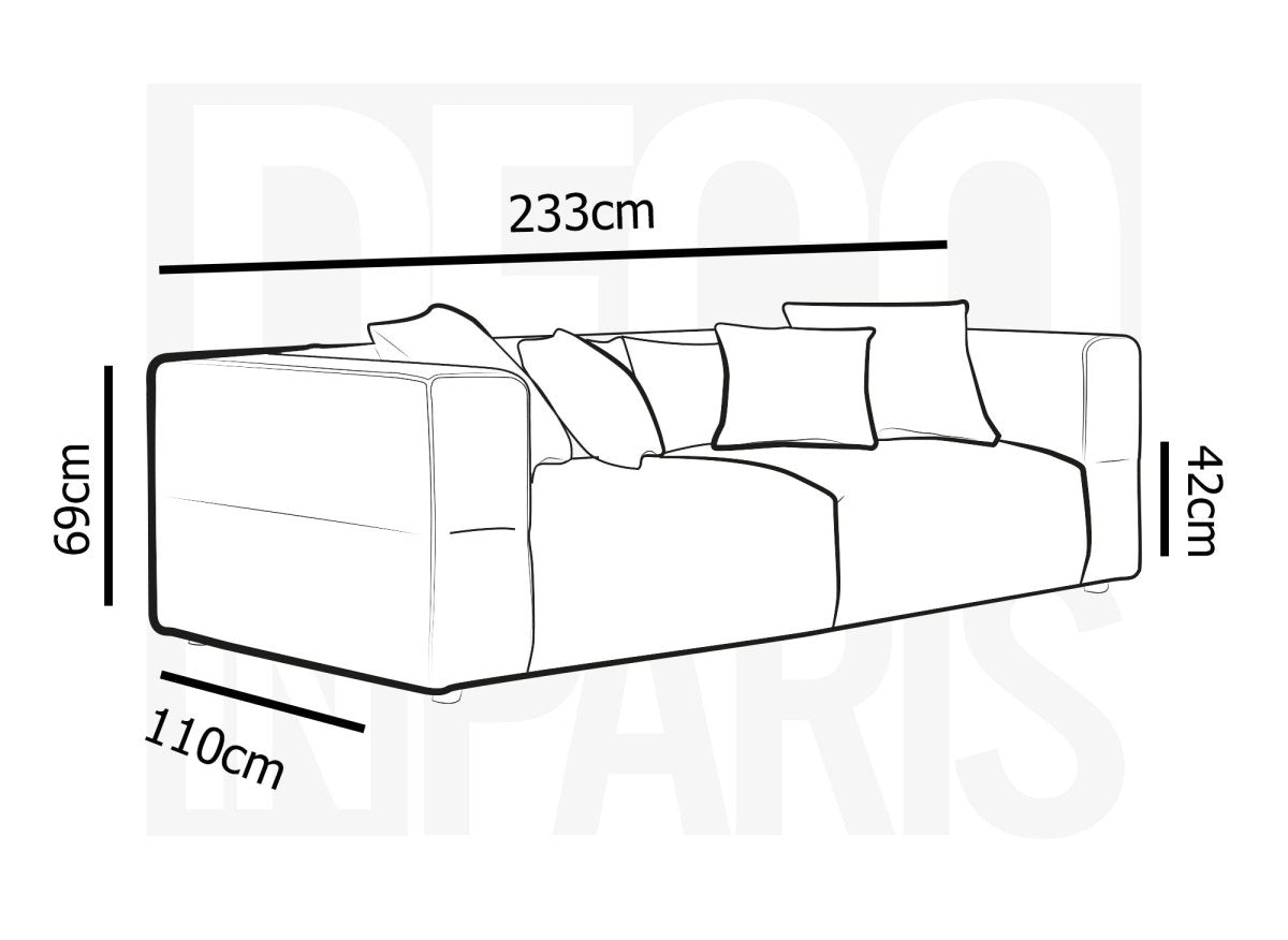 Canapé fixe 3 places en tissu beige EVELYNE - DécoInParis