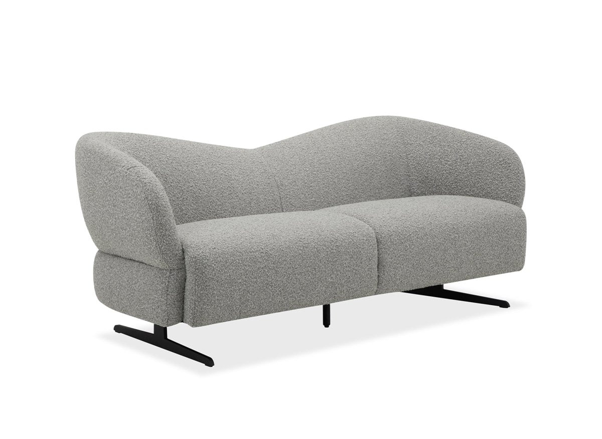 Canapé fixe 3 places en tissu effet peau de mouton gris clair LEXIE - DécoInParis