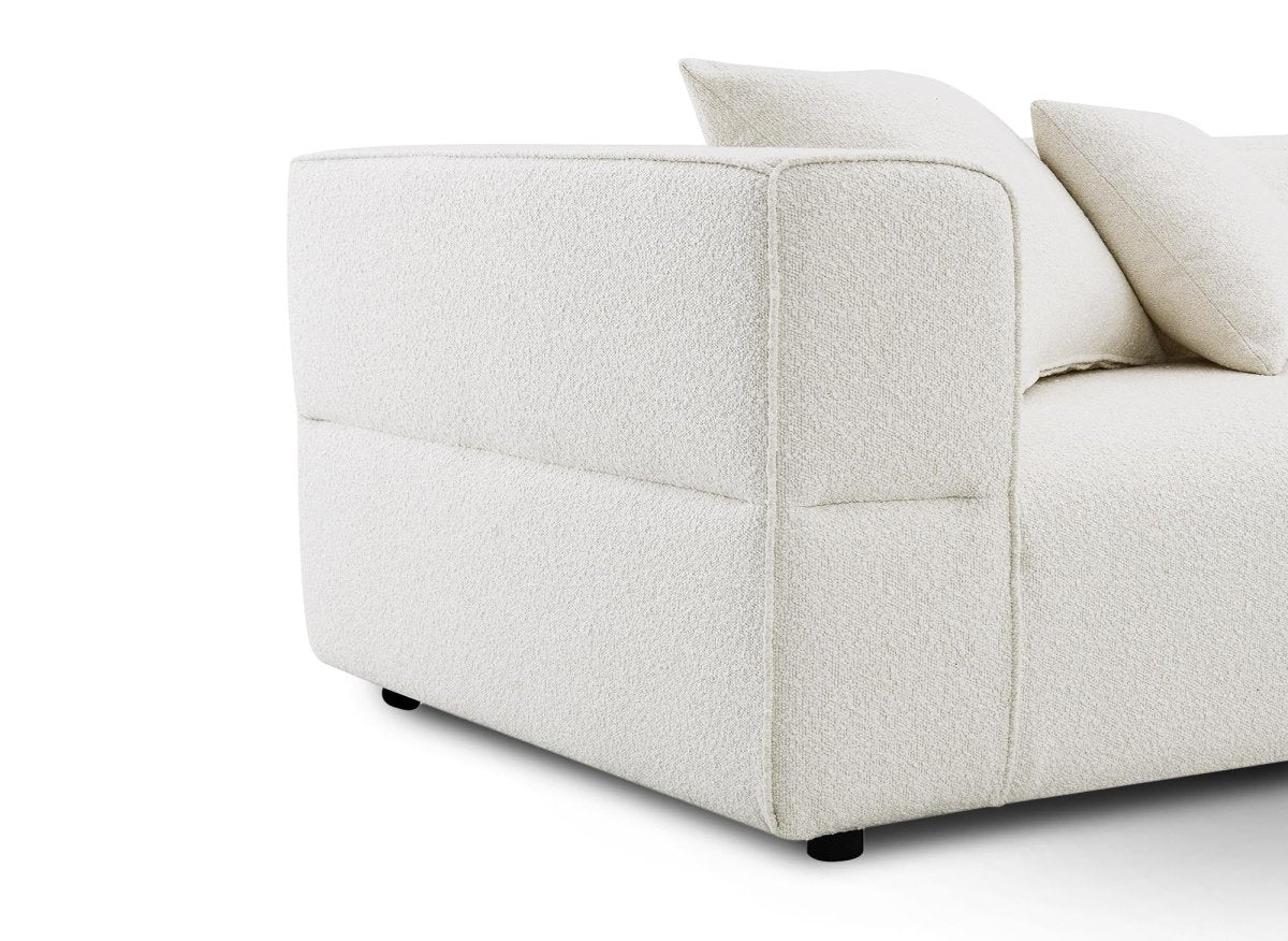 Canapé fixe 4 places effet peau de mouton beige EVELYNE - DécoInParis