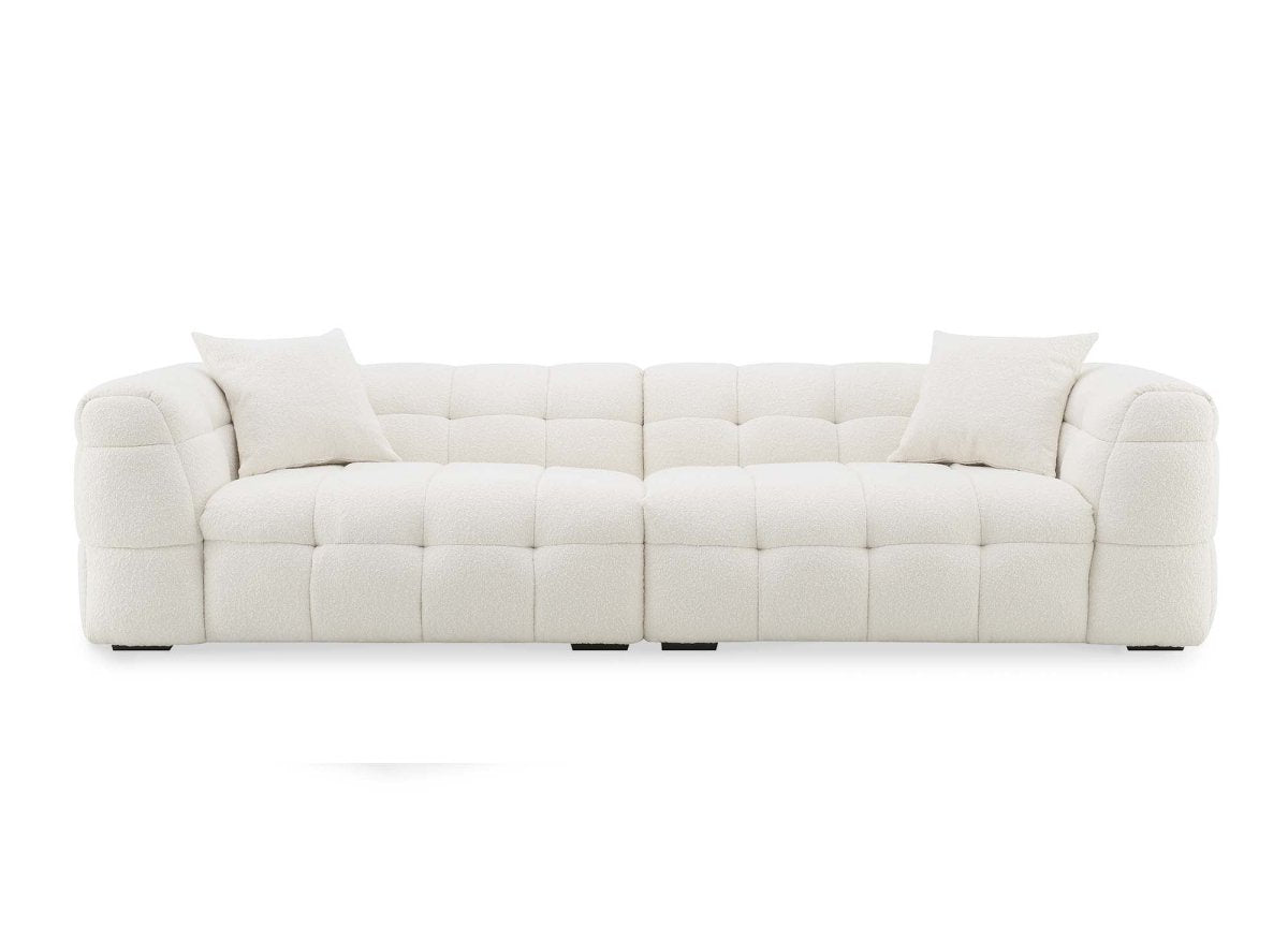 Canapé fixe 4 places effet peau de mouton blanc écru BELLA - DécoInParis