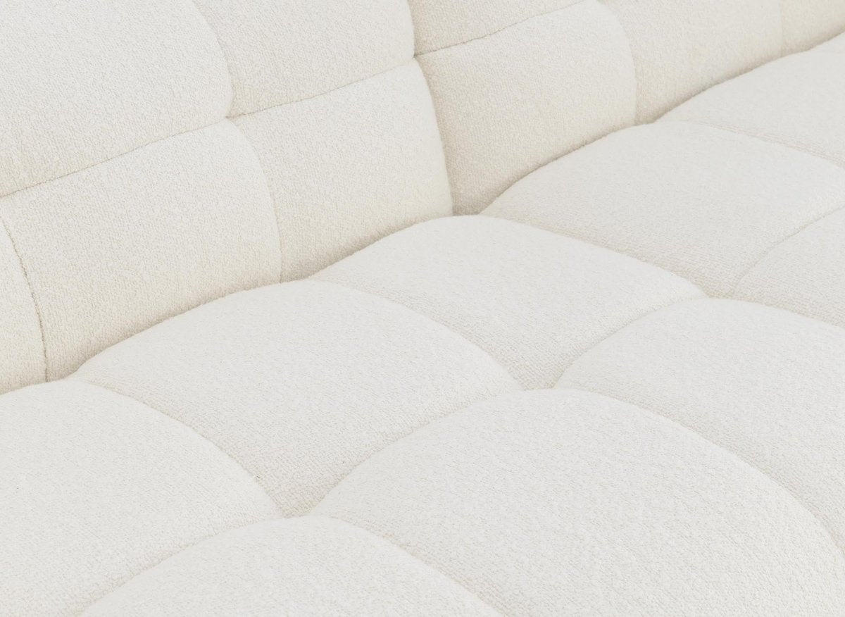 Canapé fixe 4 places effet peau de mouton blanc écru BELLA - DécoInParis