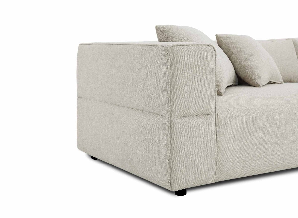 Canapé fixe 4 places en tissu beige EVELYNE - DécoInParis