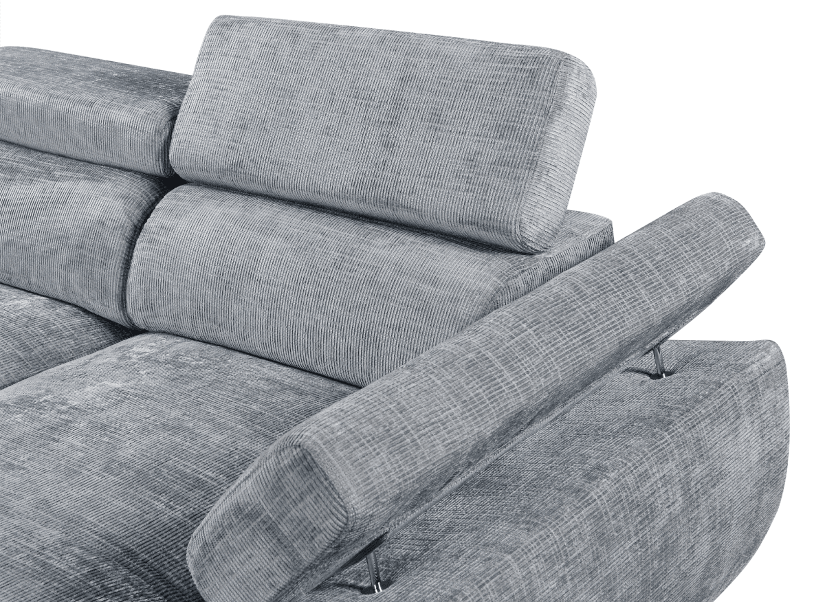 Canapé panoramique convertible avec coffre en velours chiné gris MARIANO - Angle droit - DécoInParis