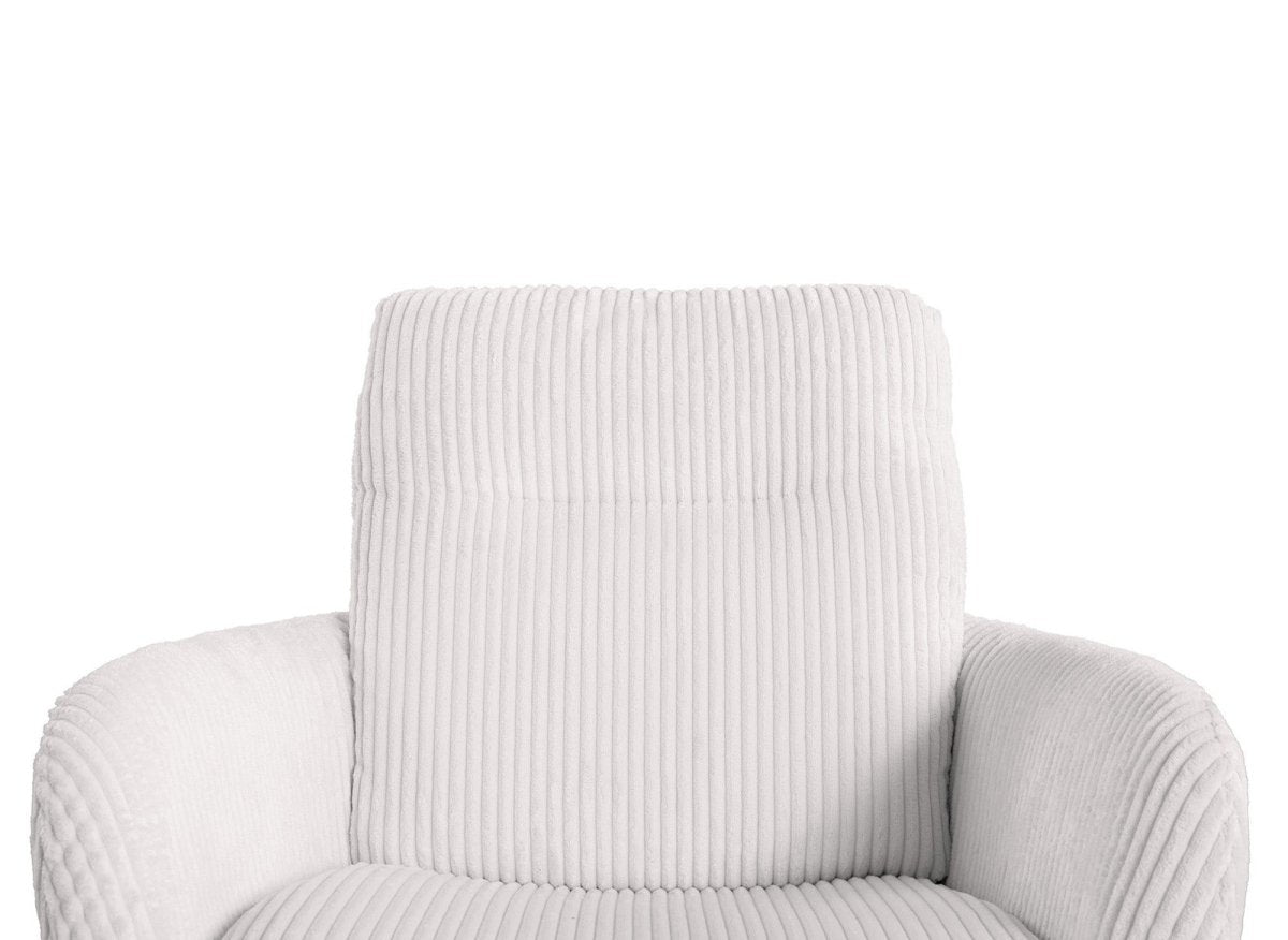 Chaise design avec accoudoirs en velours côtelé blanc écru LOLA - DécoInParis