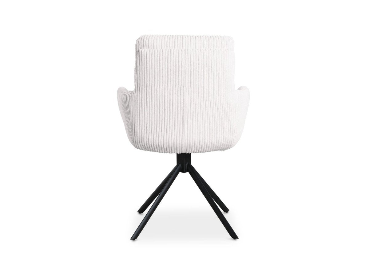 Chaise design avec accoudoirs en velours côtelé blanc écru LOLA - DécoInParis