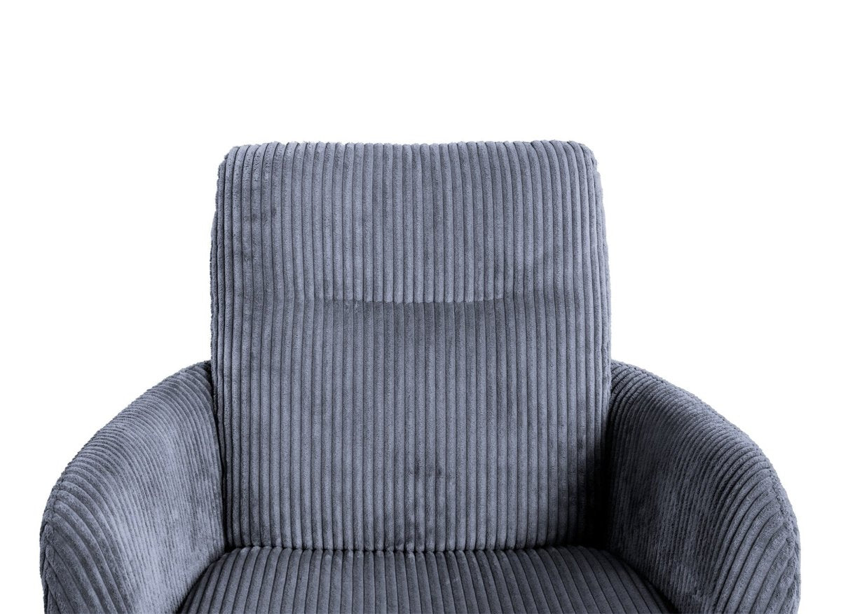 Chaise design avec accoudoirs en velours côtelé gris LOLA - DécoInParis