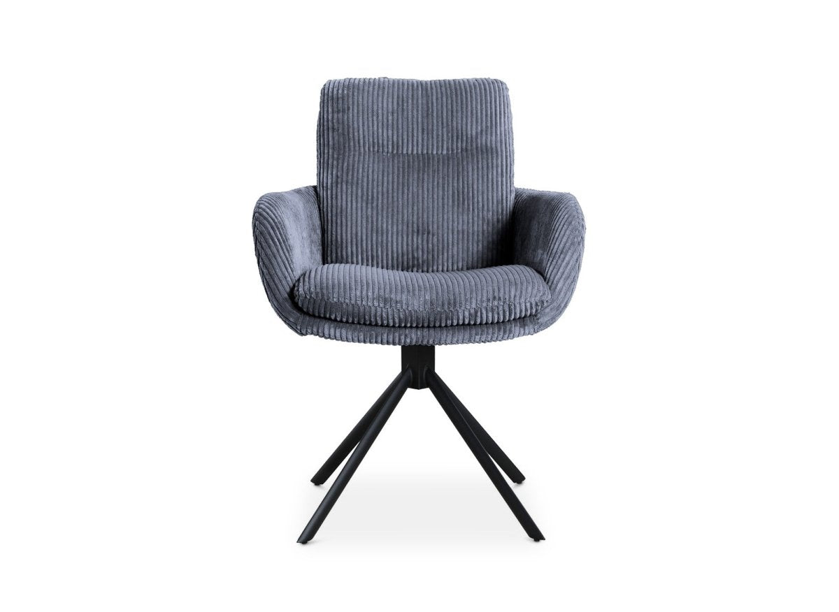 Chaise design avec accoudoirs en velours côtelé gris LOLA - DécoInParis