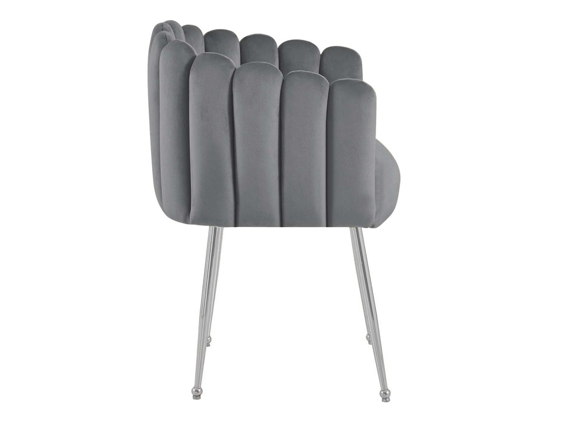 Chaise en velours gris pieds en métal argenté HAYDEN - DécoInParis
