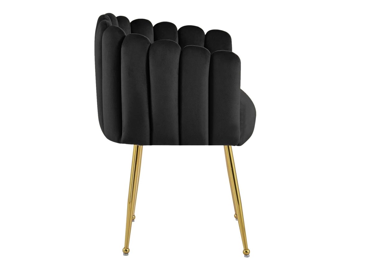 Chaise en velours noir pieds en métal doré HAYDEN - DécoInParis