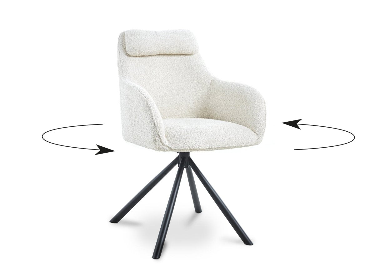Chaise pivotante avec accoudoirs effet peau de mouton beige AGNES - DécoInParis