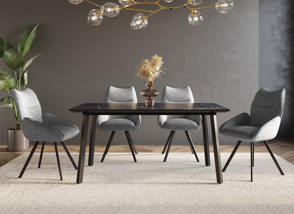 Chaise pivotante avec accoudoirs en tissu gris TALIA - DécoInParis