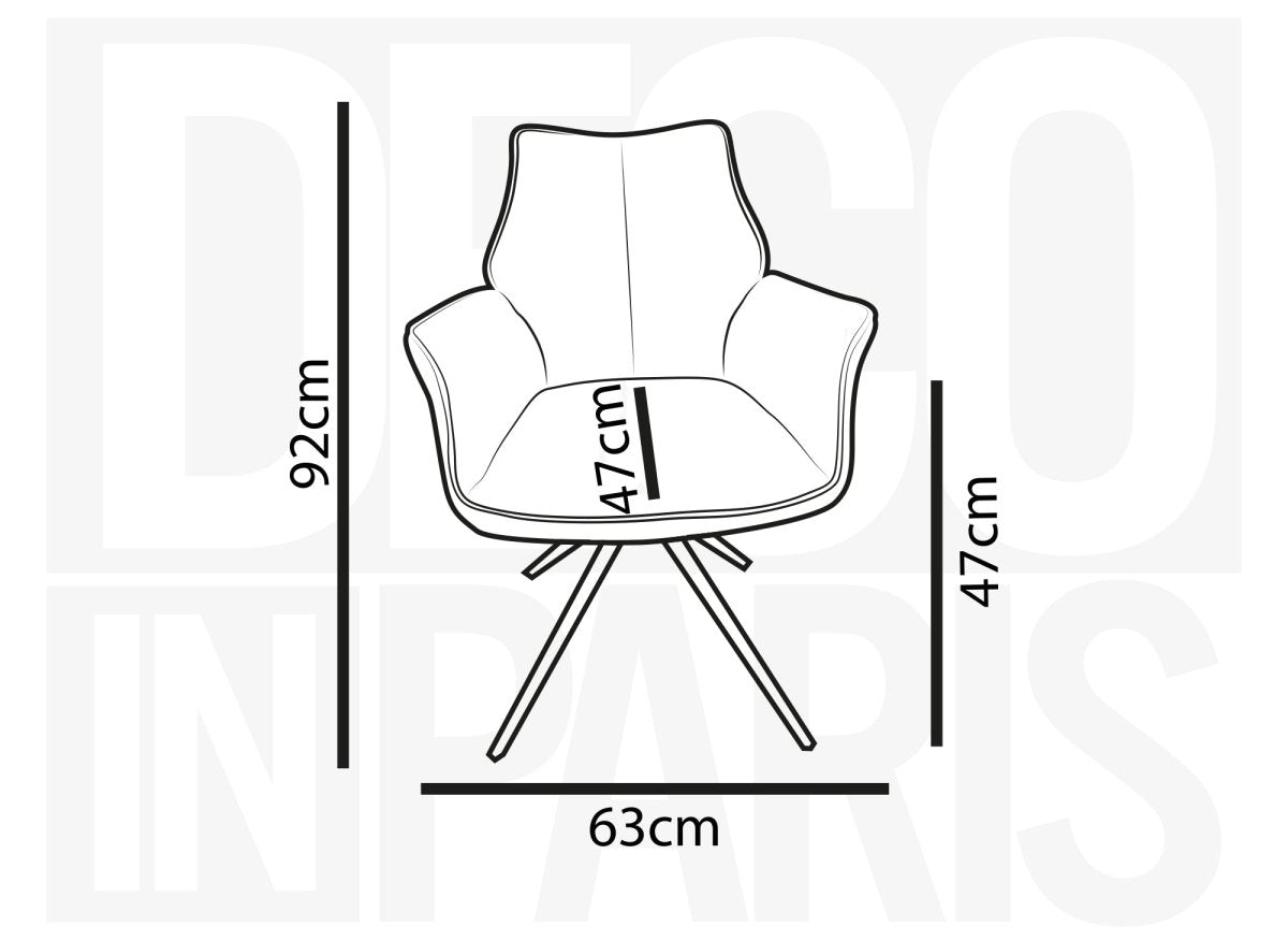 Chaise pivotante avec accoudoirs en velours et tissu bouclette gris ISALIE - DécoInParis