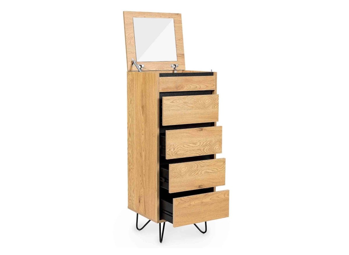 Commode en bois 4 tiroirs avec coiffeuse intégrée DARINA - DécoInParis