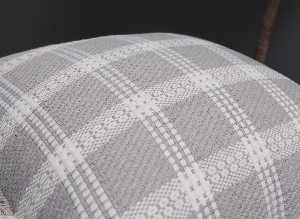 Coussin blanc et gris à carreaux 45x45 cm WARMY - DécoInParis