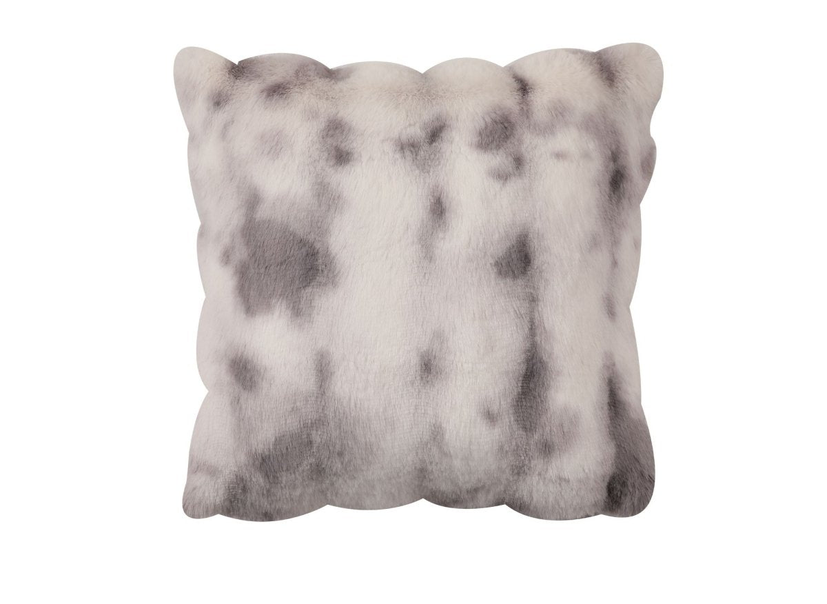 Coussin blanc et gris effet fourrure 45x45 cm KAELA - DécoInParis