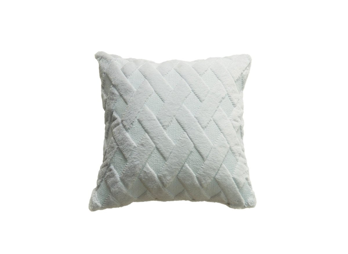 Coussin carré 45x45 cm en tissu à poils effet graphique gris MADALA - DécoInParis