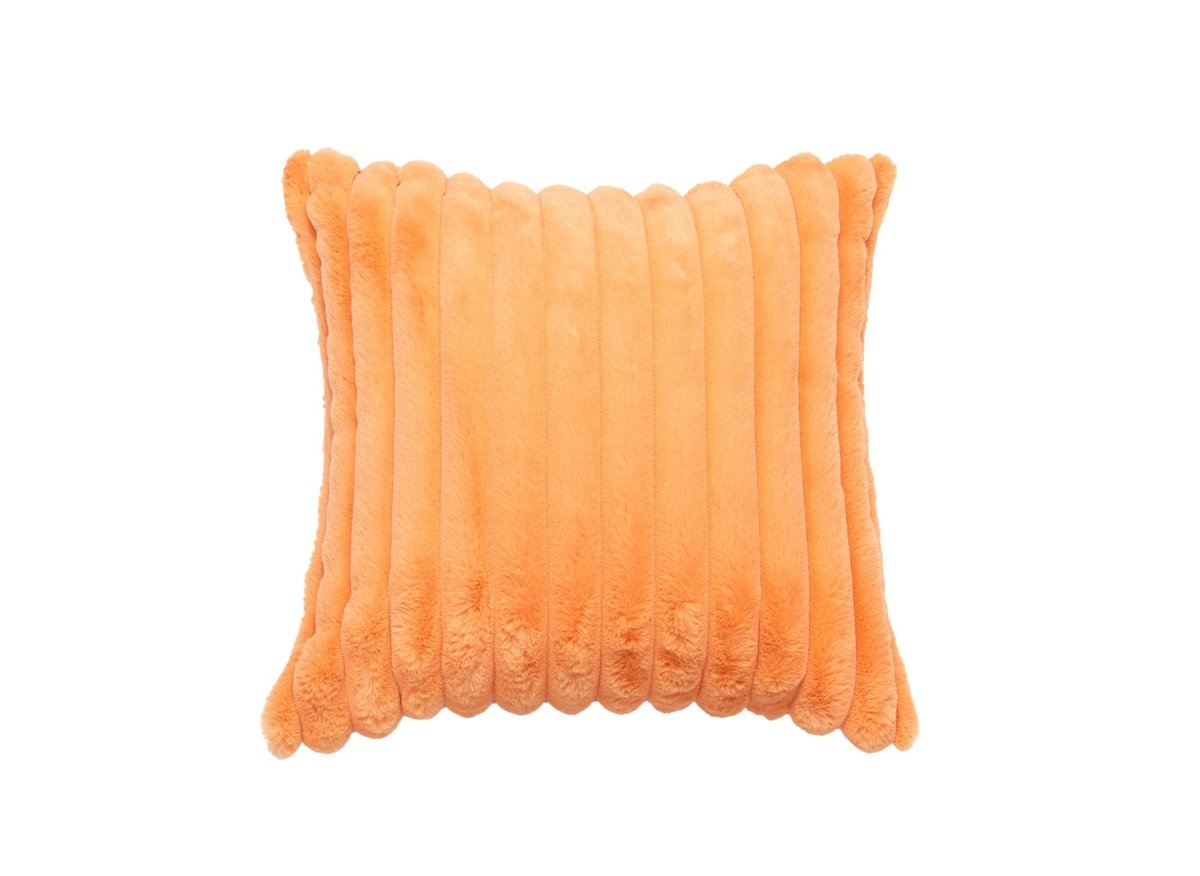Coussin carré en velours côtelé effet fourrure orange 45x45 cm URBAIN - DécoInParis