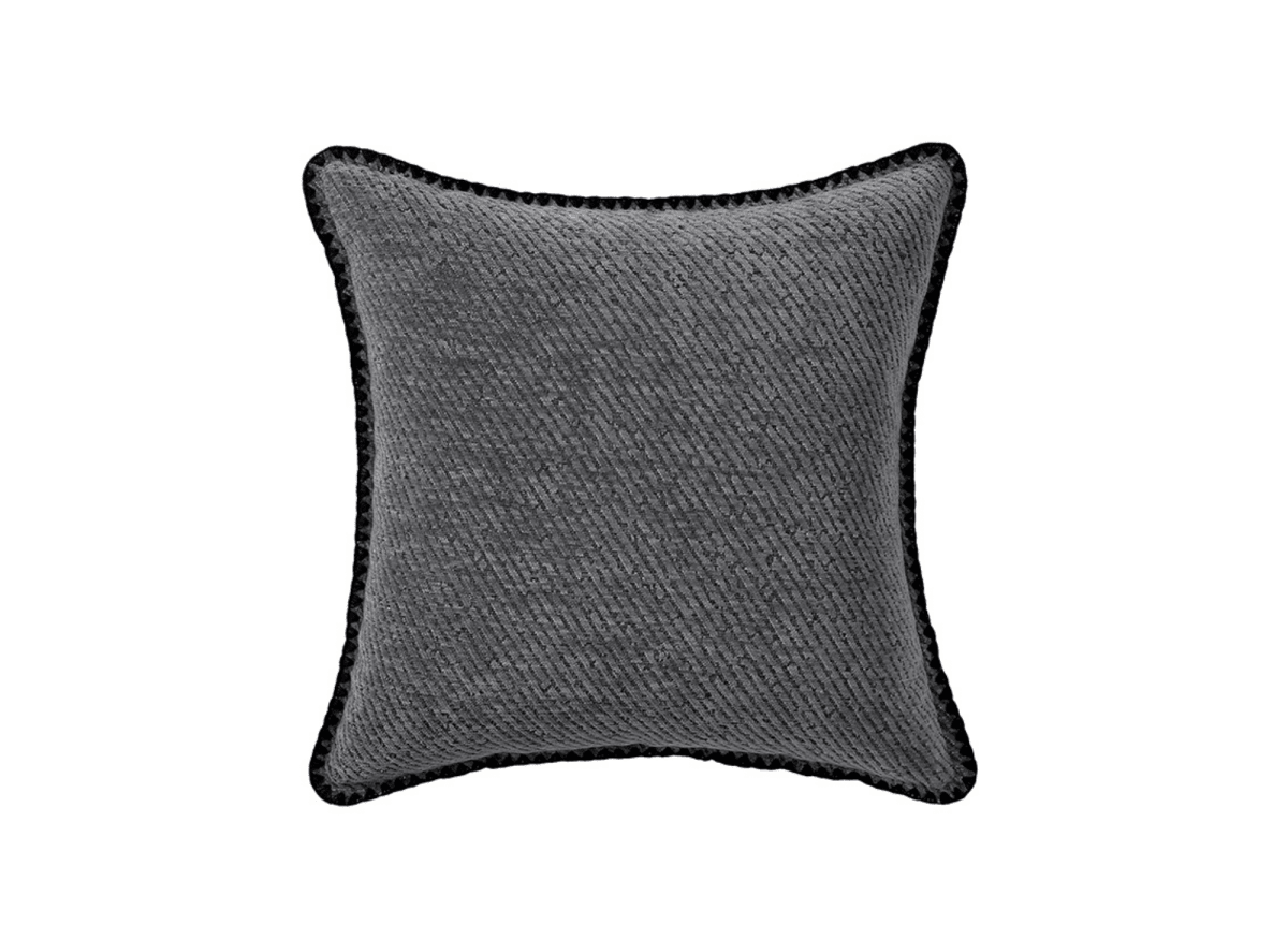 Coussin gris à rayures et surpiqûres noires 45x45 cm ZIGGY - DécoInParis