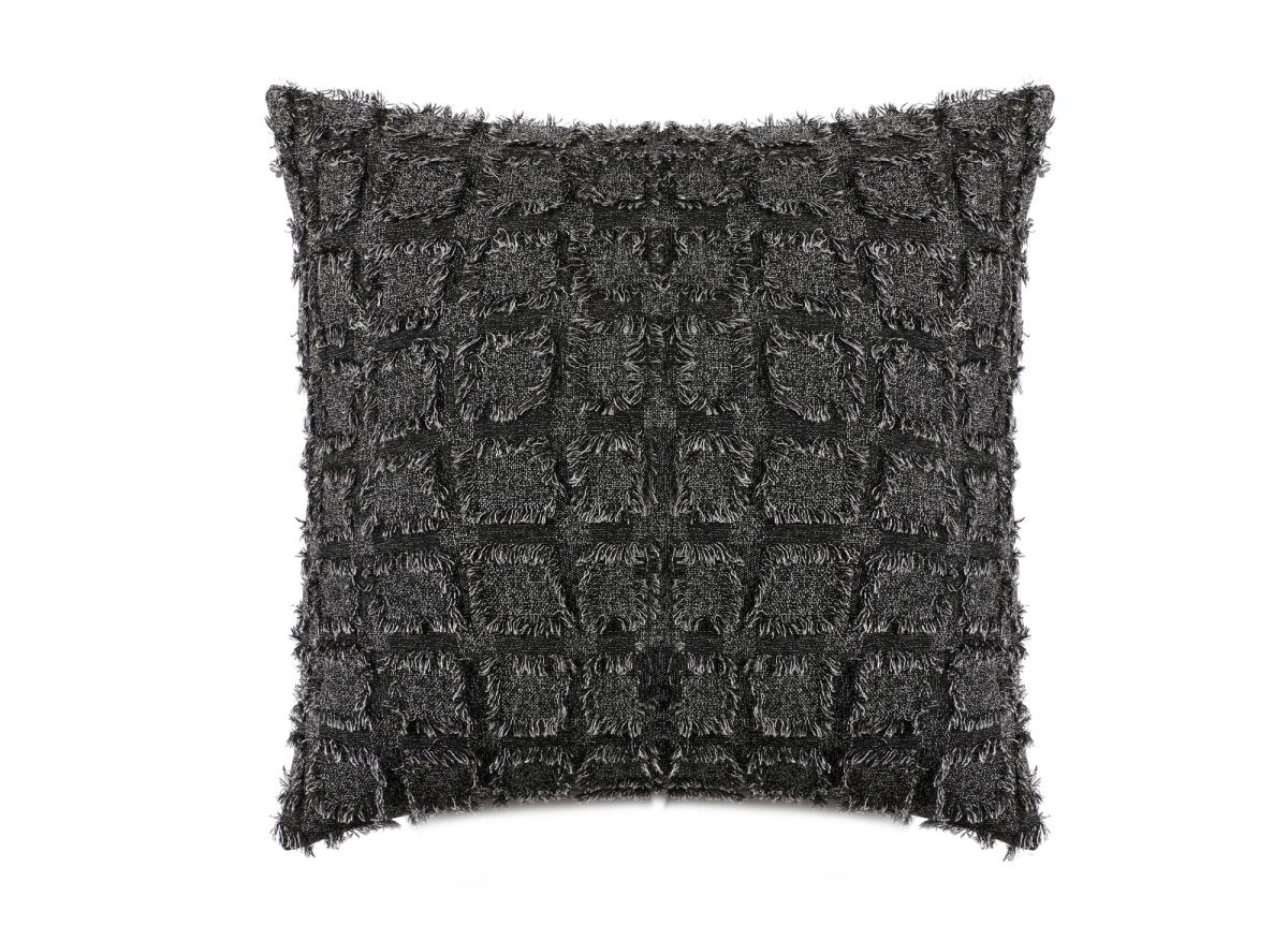Coussin noir à formes carrées texturées 45x45 cm ELVIO - DécoInParis
