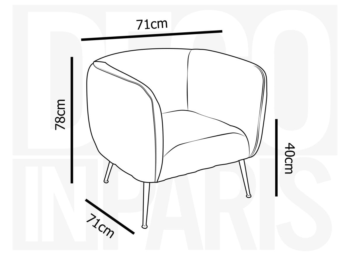 Fauteuil cabriolet en velours beige pieds noir PERRY - DécoInParis