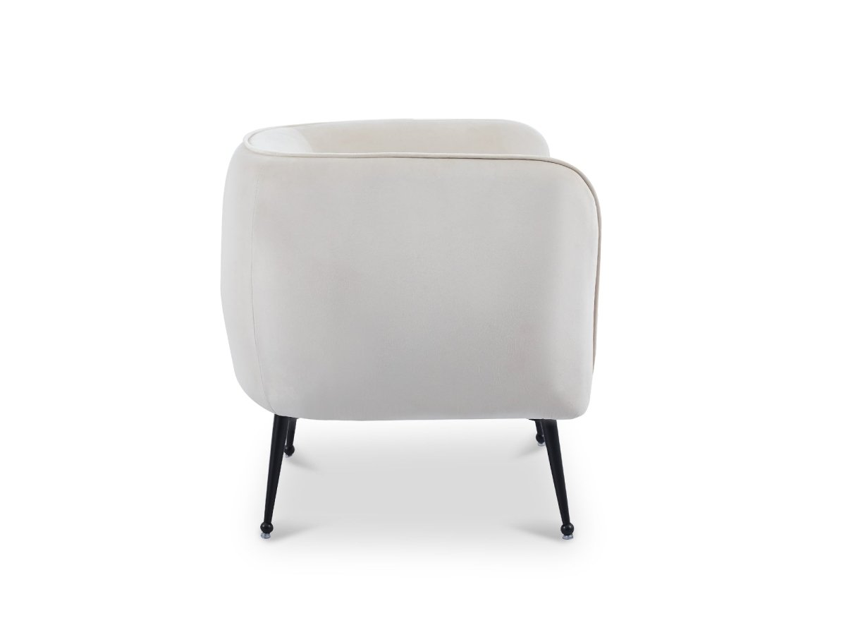 Fauteuil cabriolet en velours beige pieds noir PERRY - DécoInParis