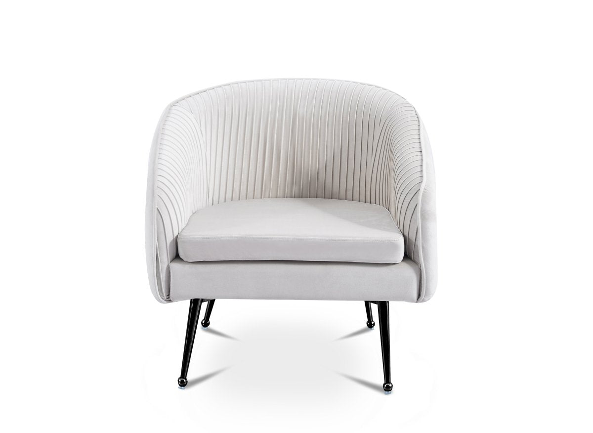 Fauteuil cabriolet en velours beige pieds noir TRECY - DécoInParis