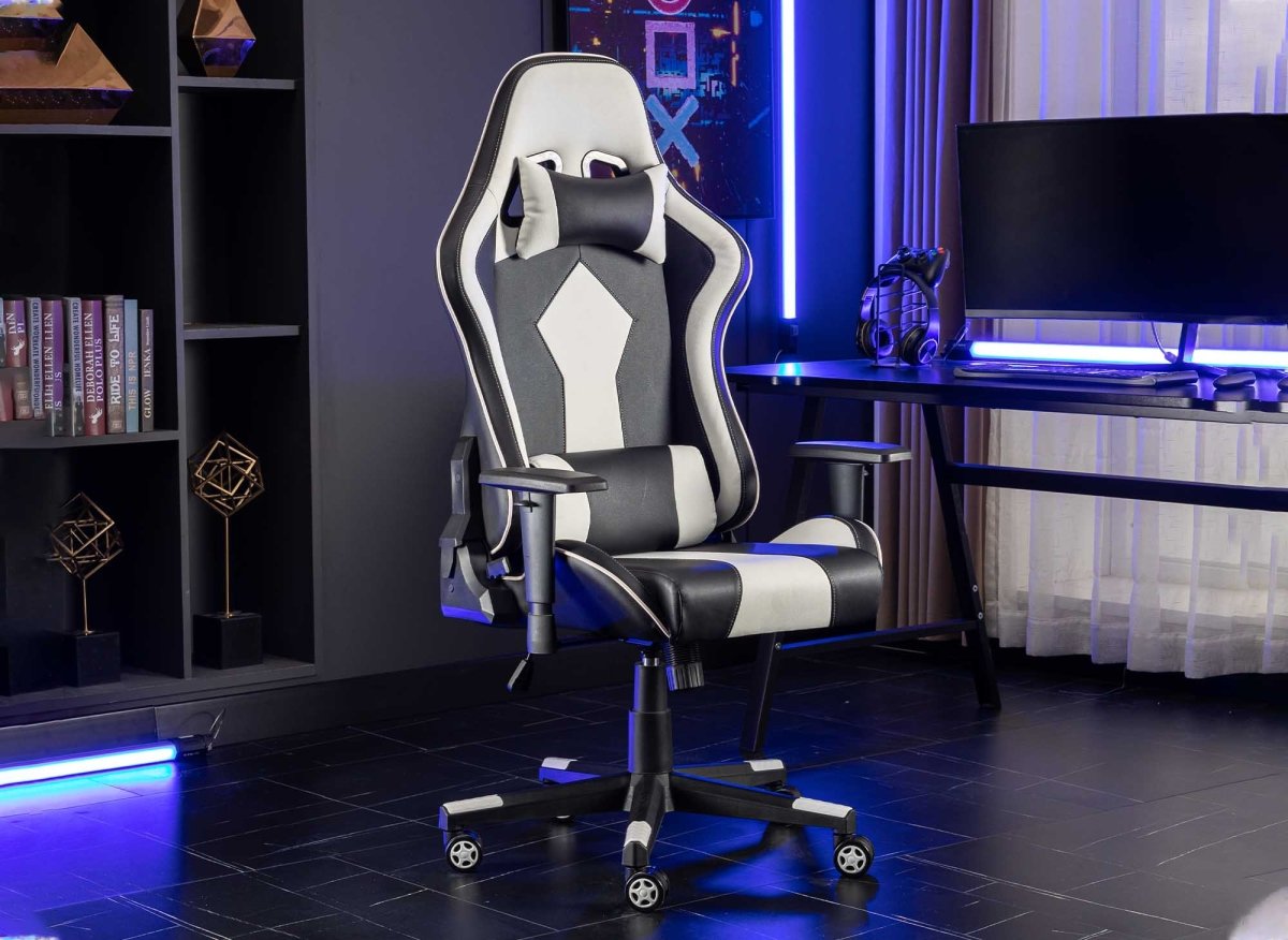 Fauteuil de bureau gaming en simili cuir noir et blanc SOUL - DécoInParis