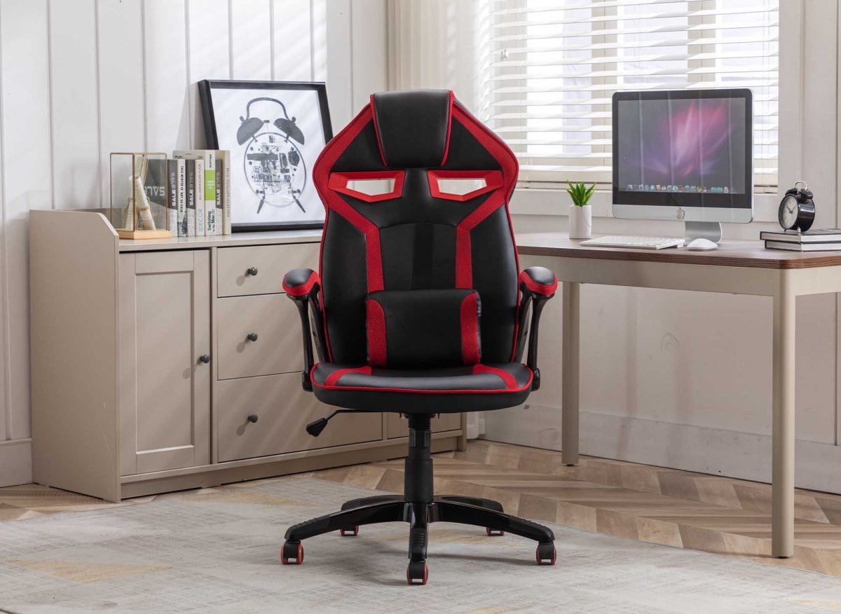 Fauteuil de bureau gaming en simili cuir noir et rouge ZONA - DécoInParis