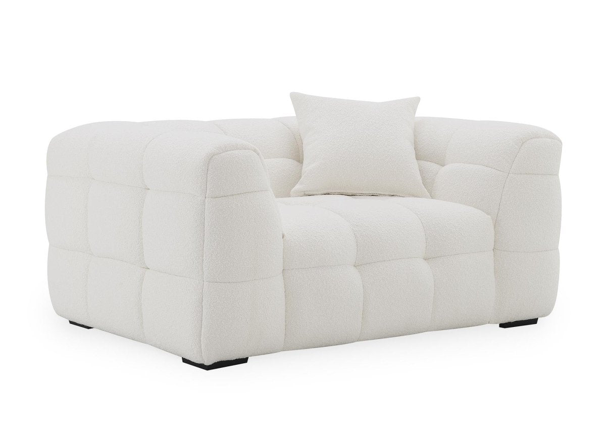 Fauteuil effet peau de mouton blanc écru BELLA - DécoInParis