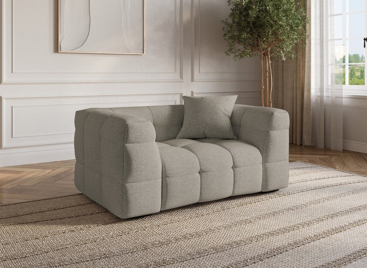 Fauteuil en tissu taupe BELLA - DécoInParis