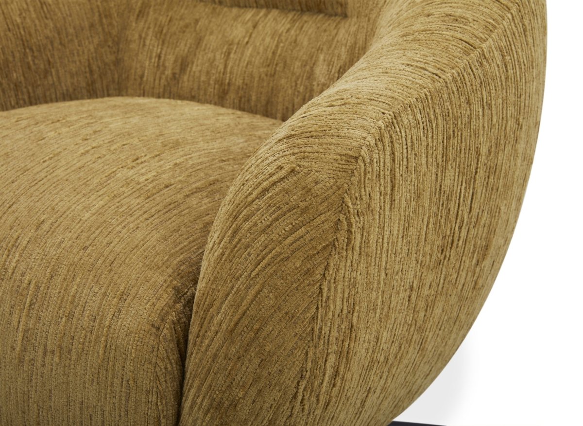 Fauteuil pivotant en velours chiné jaune moutarde ALEZIO - DécoInParis