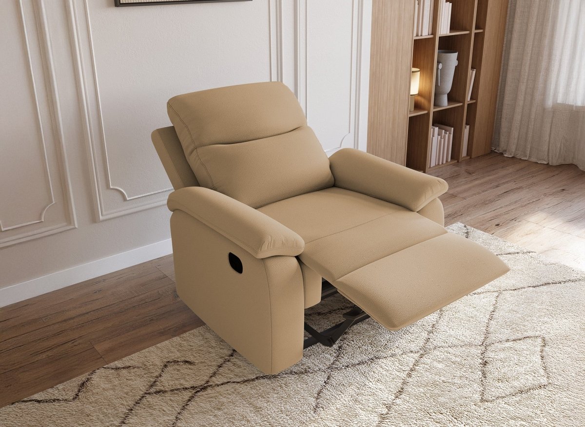 Fauteuil relax effet simili cuir camel JACOB - DécoInParis