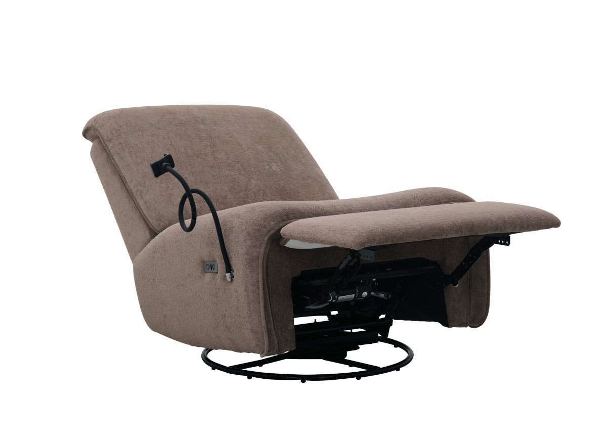 Fauteuil relax électrique en tissu à poils doux taupe PAOLO - DécoInParis