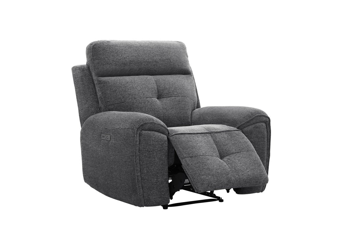 Fauteuil relax électrique en velours texturé gris PATRICIA - DécoInParis